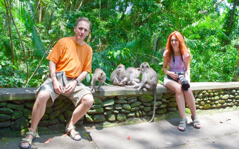 Making friends with Macaque monkeys in Ubud Monkey Forest